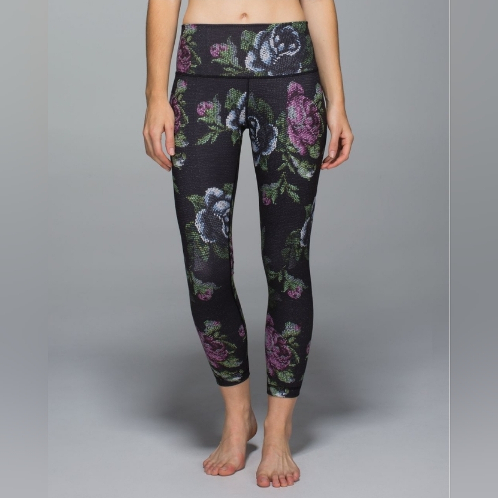 Lululemon Garden Party High Times Pant Full-On Luon Floral Yoga Leggings Size 6